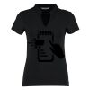 Women's corporate short-sleeved top v-neck mandarin collar (regular fit) Thumbnail