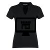 Women's corporate short-sleeved top v-neck mandarin collar (regular fit) Thumbnail
