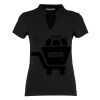 Women's corporate short-sleeved top v-neck mandarin collar (regular fit) Thumbnail