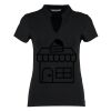 Women's corporate short-sleeved top v-neck mandarin collar (regular fit) Thumbnail