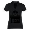 Women's corporate short-sleeved top v-neck mandarin collar (regular fit) Thumbnail