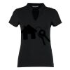 Women's corporate short-sleeved top v-neck mandarin collar (regular fit) Thumbnail