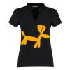 Women's corporate short-sleeved top v-neck mandarin collar (regular fit) Thumbnail