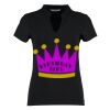 Women's corporate short-sleeved top v-neck mandarin collar (regular fit) Thumbnail