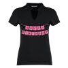 Women's corporate short-sleeved top v-neck mandarin collar (regular fit) Thumbnail