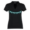 Women's corporate short-sleeved top v-neck mandarin collar (regular fit) Thumbnail