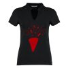 Women's corporate short-sleeved top v-neck mandarin collar (regular fit) Thumbnail