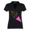 Women's corporate short-sleeved top v-neck mandarin collar (regular fit) Thumbnail