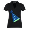 Women's corporate short-sleeved top v-neck mandarin collar (regular fit) Thumbnail