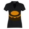 Women's corporate short-sleeved top v-neck mandarin collar (regular fit) Thumbnail