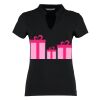Women's corporate short-sleeved top v-neck mandarin collar (regular fit) Thumbnail
