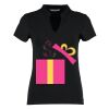 Women's corporate short-sleeved top v-neck mandarin collar (regular fit) Thumbnail
