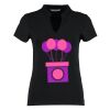 Women's corporate short-sleeved top v-neck mandarin collar (regular fit) Thumbnail