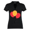 Women's corporate short-sleeved top v-neck mandarin collar (regular fit) Thumbnail
