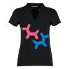 Women's corporate short-sleeved top v-neck mandarin collar (regular fit) Thumbnail