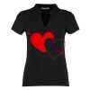 Women's corporate short-sleeved top v-neck mandarin collar (regular fit) Thumbnail