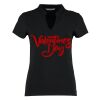 Women's corporate short-sleeved top v-neck mandarin collar (regular fit) Thumbnail