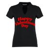 Women's corporate short-sleeved top v-neck mandarin collar (regular fit) Thumbnail