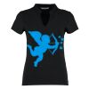 Women's corporate short-sleeved top v-neck mandarin collar (regular fit) Thumbnail