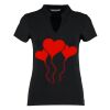 Women's corporate short-sleeved top v-neck mandarin collar (regular fit) Thumbnail