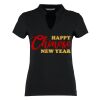 Women's corporate short-sleeved top v-neck mandarin collar (regular fit) Thumbnail