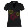 Women's corporate short-sleeved top v-neck mandarin collar (regular fit) Thumbnail