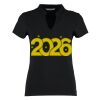 Women's corporate short-sleeved top v-neck mandarin collar (regular fit) Thumbnail