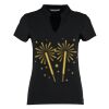 Women's corporate short-sleeved top v-neck mandarin collar (regular fit) Thumbnail
