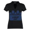 Women's corporate short-sleeved top v-neck mandarin collar (regular fit) Thumbnail