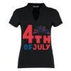 Women's corporate short-sleeved top v-neck mandarin collar (regular fit) Thumbnail