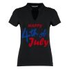 Women's corporate short-sleeved top v-neck mandarin collar (regular fit) Thumbnail