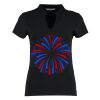Women's corporate short-sleeved top v-neck mandarin collar (regular fit) Thumbnail