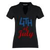 Women's corporate short-sleeved top v-neck mandarin collar (regular fit) Thumbnail