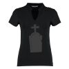 Women's corporate short-sleeved top v-neck mandarin collar (regular fit) Thumbnail