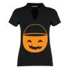 Women's corporate short-sleeved top v-neck mandarin collar (regular fit) Thumbnail
