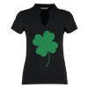 Women's corporate short-sleeved top v-neck mandarin collar (regular fit) Thumbnail