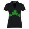 Women's corporate short-sleeved top v-neck mandarin collar (regular fit) Thumbnail