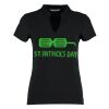 Women's corporate short-sleeved top v-neck mandarin collar (regular fit) Thumbnail