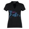Women's corporate short-sleeved top v-neck mandarin collar (regular fit) Thumbnail