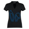 Women's corporate short-sleeved top v-neck mandarin collar (regular fit) Thumbnail