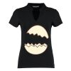 Women's corporate short-sleeved top v-neck mandarin collar (regular fit) Thumbnail