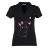 Women's corporate short-sleeved top v-neck mandarin collar (regular fit) Thumbnail