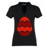 Women's corporate short-sleeved top v-neck mandarin collar (regular fit) Thumbnail