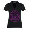 Women's corporate short-sleeved top v-neck mandarin collar (regular fit) Thumbnail