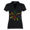 Women's corporate short-sleeved top v-neck mandarin collar (regular fit) Thumbnail