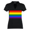 Women's corporate short-sleeved top v-neck mandarin collar (regular fit) Thumbnail