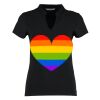 Women's corporate short-sleeved top v-neck mandarin collar (regular fit) Thumbnail
