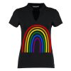 Women's corporate short-sleeved top v-neck mandarin collar (regular fit) Thumbnail