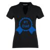 Women's corporate short-sleeved top v-neck mandarin collar (regular fit) Thumbnail