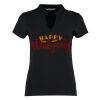 Women's corporate short-sleeved top v-neck mandarin collar (regular fit) Thumbnail